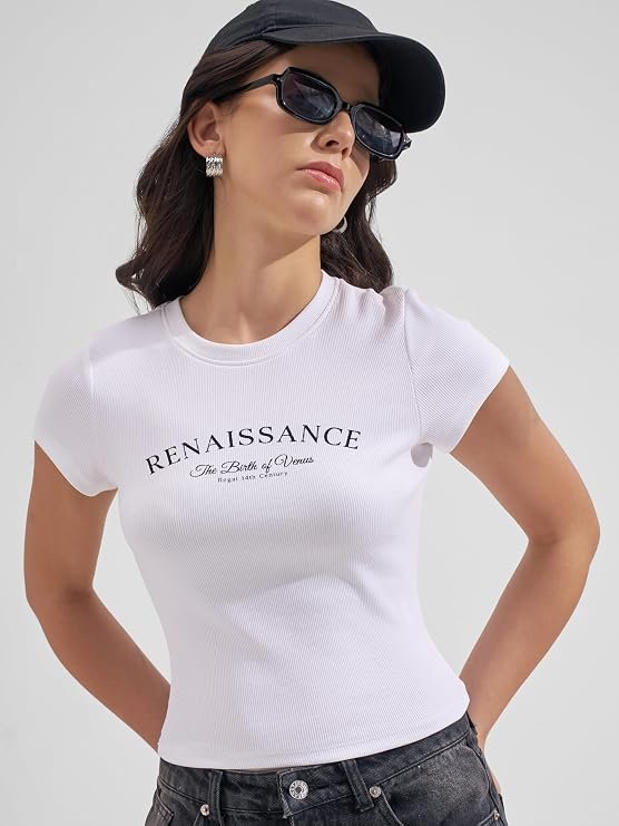 Tokyo Talkies Women Pure Cotton Tops for Woman|Regular Fit Slim fit Crop Tops for Women Western|Top Tshirt for Women