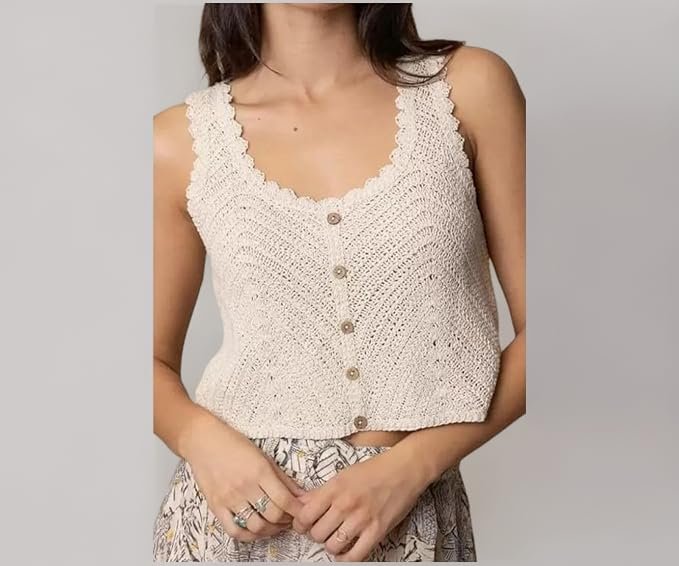 NAIADES Women's Handmade Crochet Crop Top, Sleeveless Top for Women,Comfortable Fit