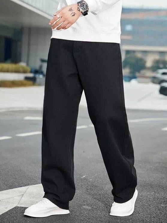 Men’s High-Rise Baggy Fit Jeans - Loose Fit Denim Pants for Casual &amp; Streetwear - Trendy Comfortable Wide-Leg Jeans for Men